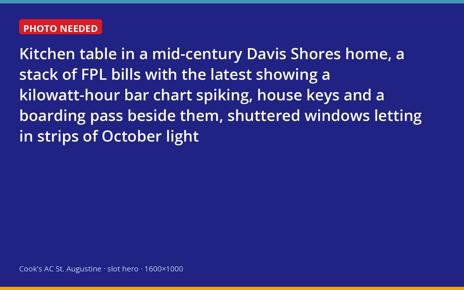 FPL bills showing a summer spike on the kitchen table of a Davis Shores second home