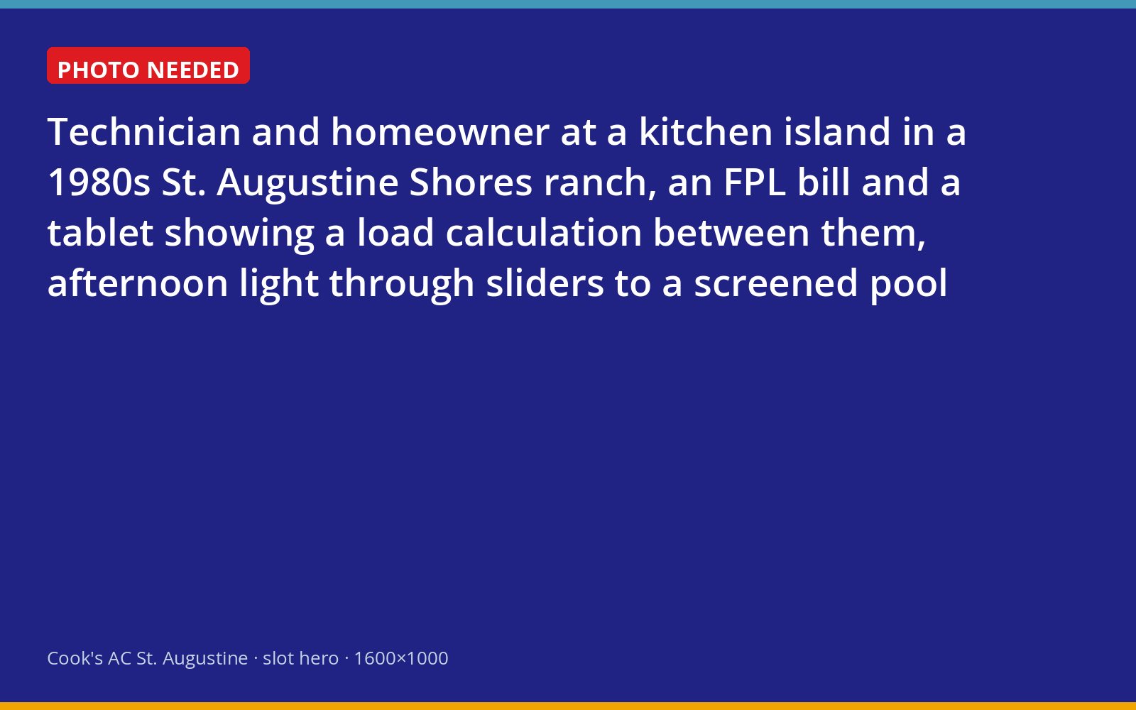 Cook's technician reviewing an FPL bill and a load calculation with a homeowner in St. Augustine Shores