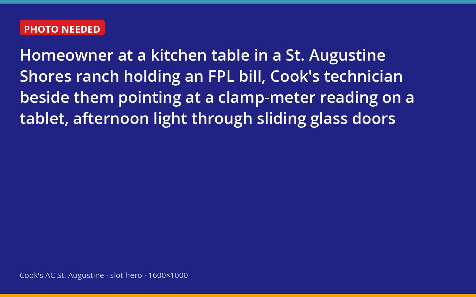 Cook's technician reviewing an electric bill and amp readings with a St. Augustine homeowner