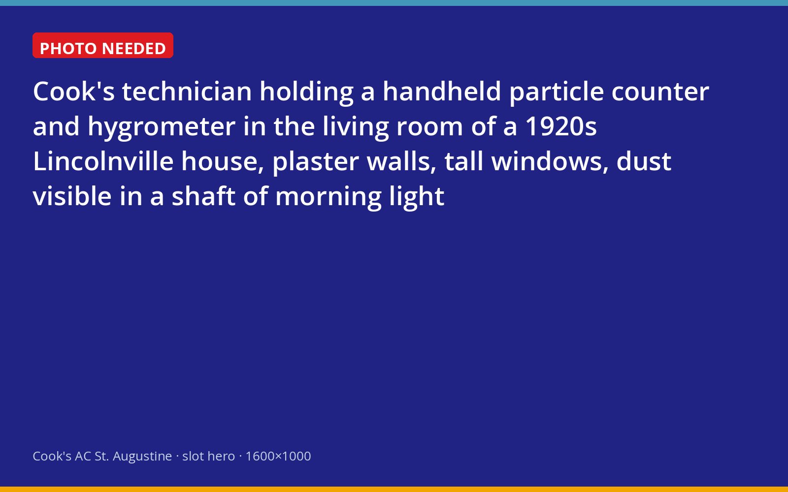Cook's technician measuring particles and humidity inside a historic Lincolnville home in St. Augustine