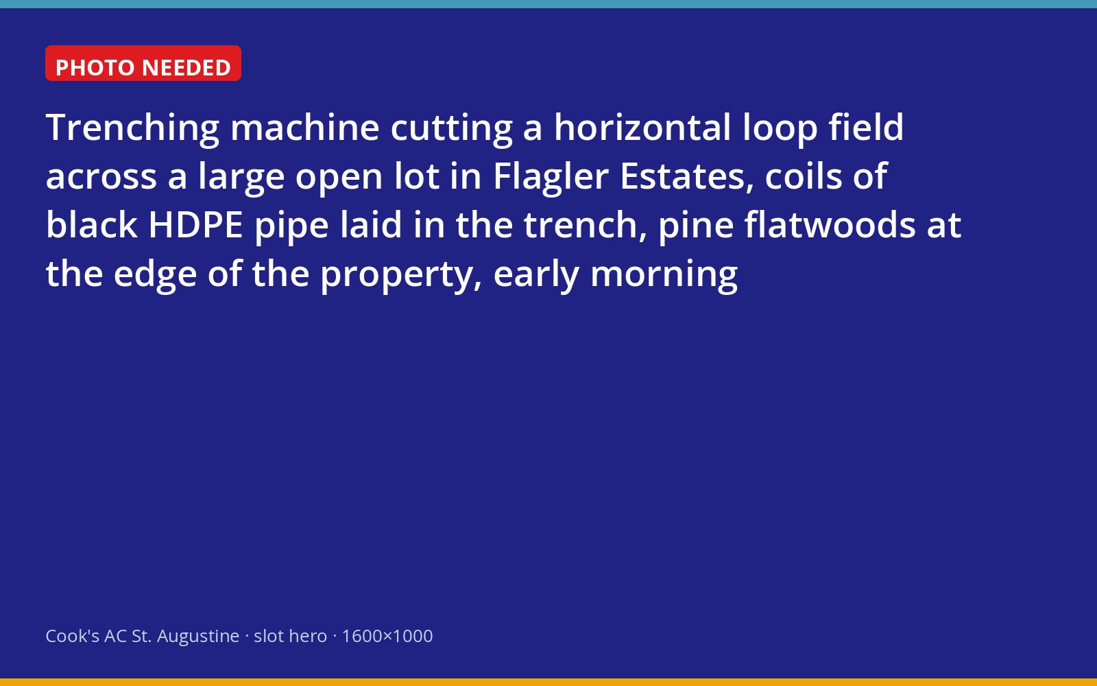 Horizontal geothermal loop field being trenched on an acreage lot in Flagler Estates near St. Augustine