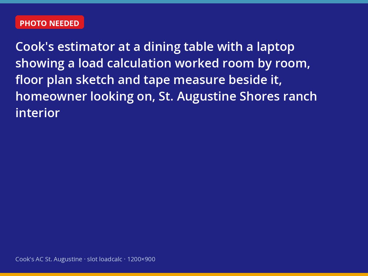 Cook's estimator running a load calculation with a homeowner in St. Augustine Shores